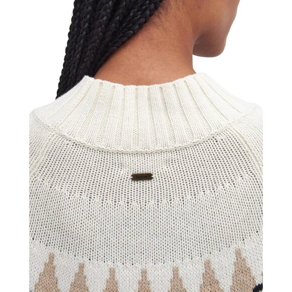 190$ Barbour Kingsford Fair Isle Knit Sweater Dress Women's Size 4 Black Ivory - Picture 5 of 5